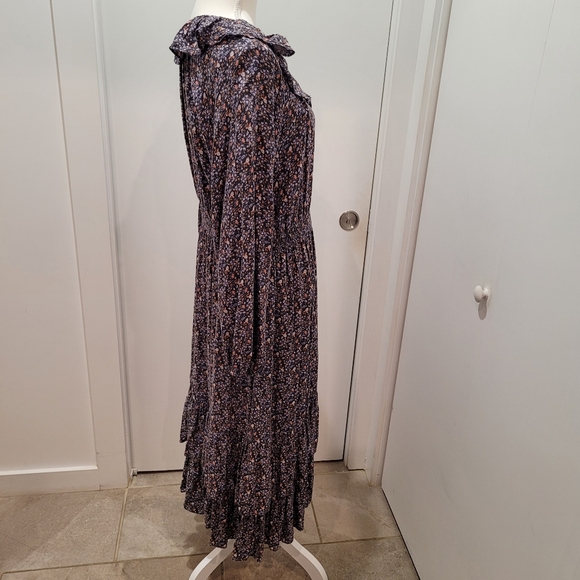 Universal Thread women's dress size Large maxi long sleeve floral ruffle collar - Picture 3 of 8